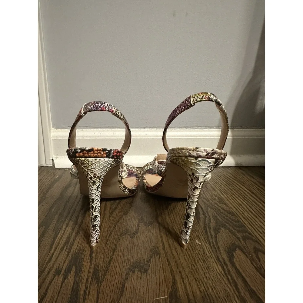 Steve Madden Gracey Stiletto‎ Heeled Sandal Rainbow Snake Print Sz 10 Multicolor
